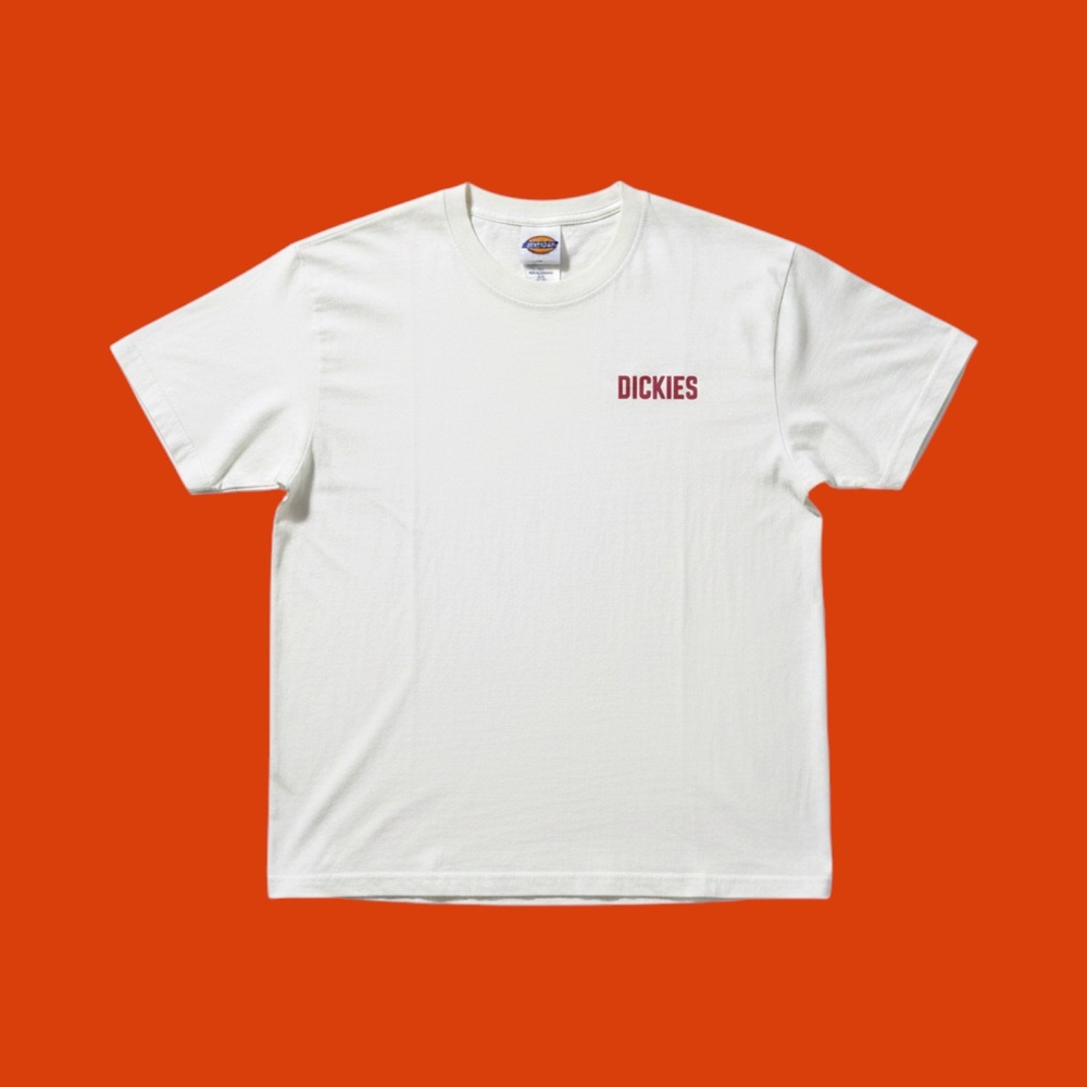 Dickies Work Wear Graphic T-Shirt Mens 2XL Cream Red Short Sleeve Crew Neck